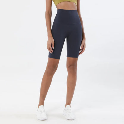 SOISOU Women’s High Waist Nylon Sports Shorts – Breathable No-Show Seamless Yoga, Gym & Cycling Fitness Shorts (24 Colors)