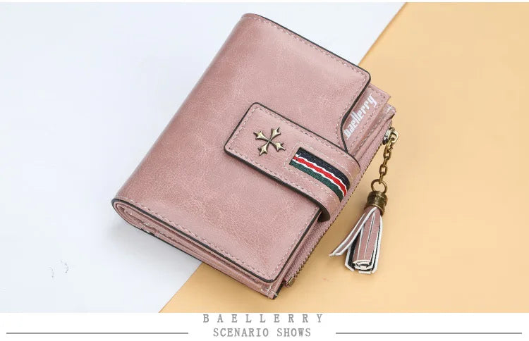 Fashion Small Leather Wallet for Women — Stylish Zipper & Hasp Card Holder, High-Quality Short Credit Card Purse