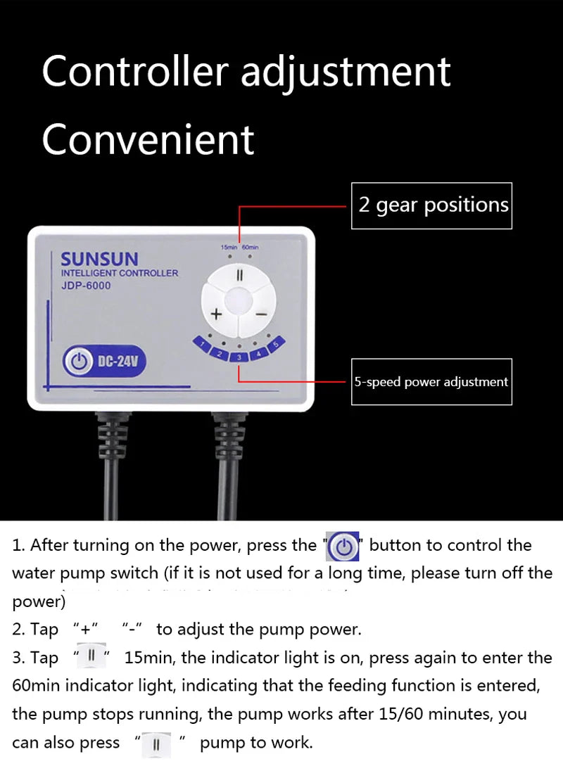 SUNSUN JDP DC Water Pump - Silent Submersible Pump for Marine Reef Aquariums, Wifi, 100-240V