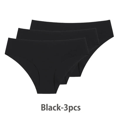 3PCS Seamless Silk Panties for Women – Breathable Low Waist Invisible Briefs, Soft & Sexy Underwear Set