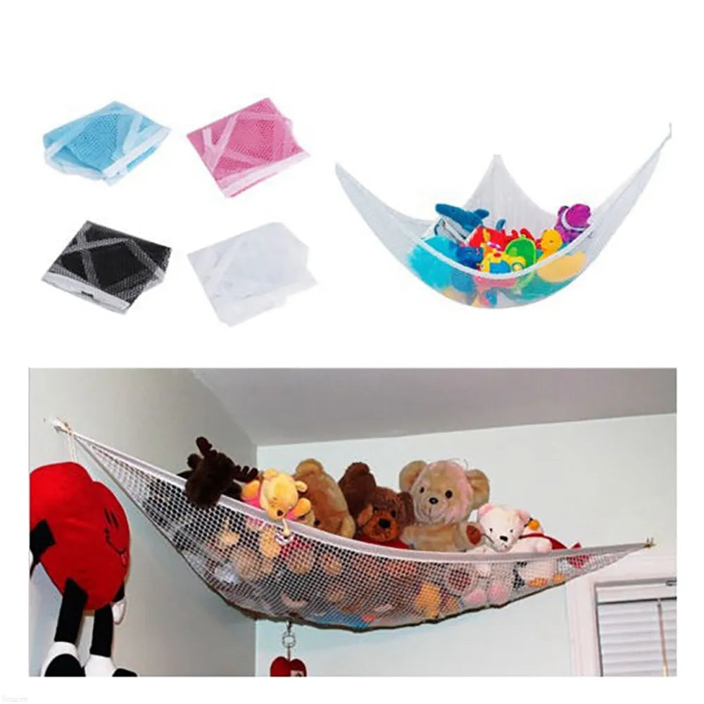 Triangle Large Plush Toys Storage Hammock - Mesh Bag Organizer for Children's Stuffed Toys Room Storage