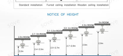 SOVE Modern Black & White Low Floor Ceiling Fan – 30W DC Motor with Remote Control, No Light, 220V