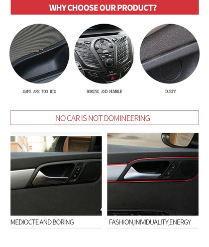 SEAMETAL Car Interior Molding Trim Strips – Flexible Anti-Scratch 5m Decoration Line for Dashboard & Car Styling Accessories