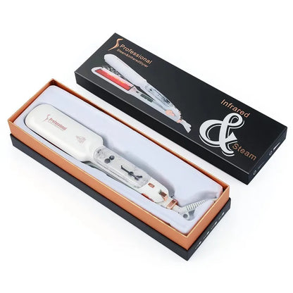 Professional Steam Hair Straightener – 2" Ceramic Infrared Flat Iron for Salon Styling & Care