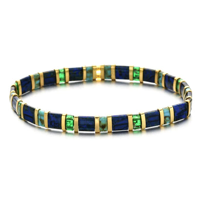 ZMZY Stone Tila Beads Elastic Bracelet for Women – 2025 Fashion Colorful Rainbow Miyuki Tile Bead Jewelry Gift Bracelet