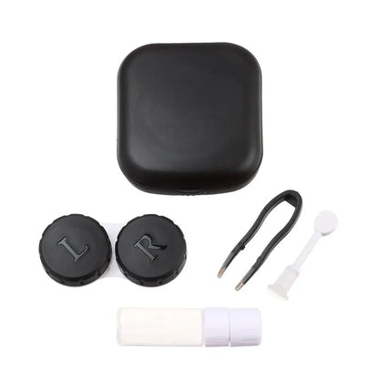 Square Contact Lens Case – Portable Travel Lens Storage & Soaking Box Holder, Solid Color Fashion Eyewear Accessory Container