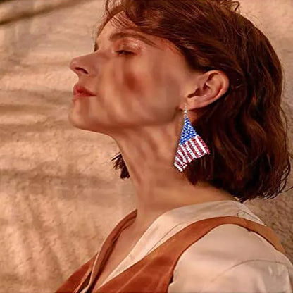 American Flag Drop Earrings - Patriotic 4th of July Independence Day Jewelry for Women