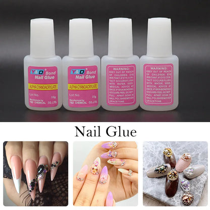 10g Fast Drying Nail Glue - Adhesive for False Nails, Glitter, Acrylic, Rhinestone Decoration, and Nail Extensions