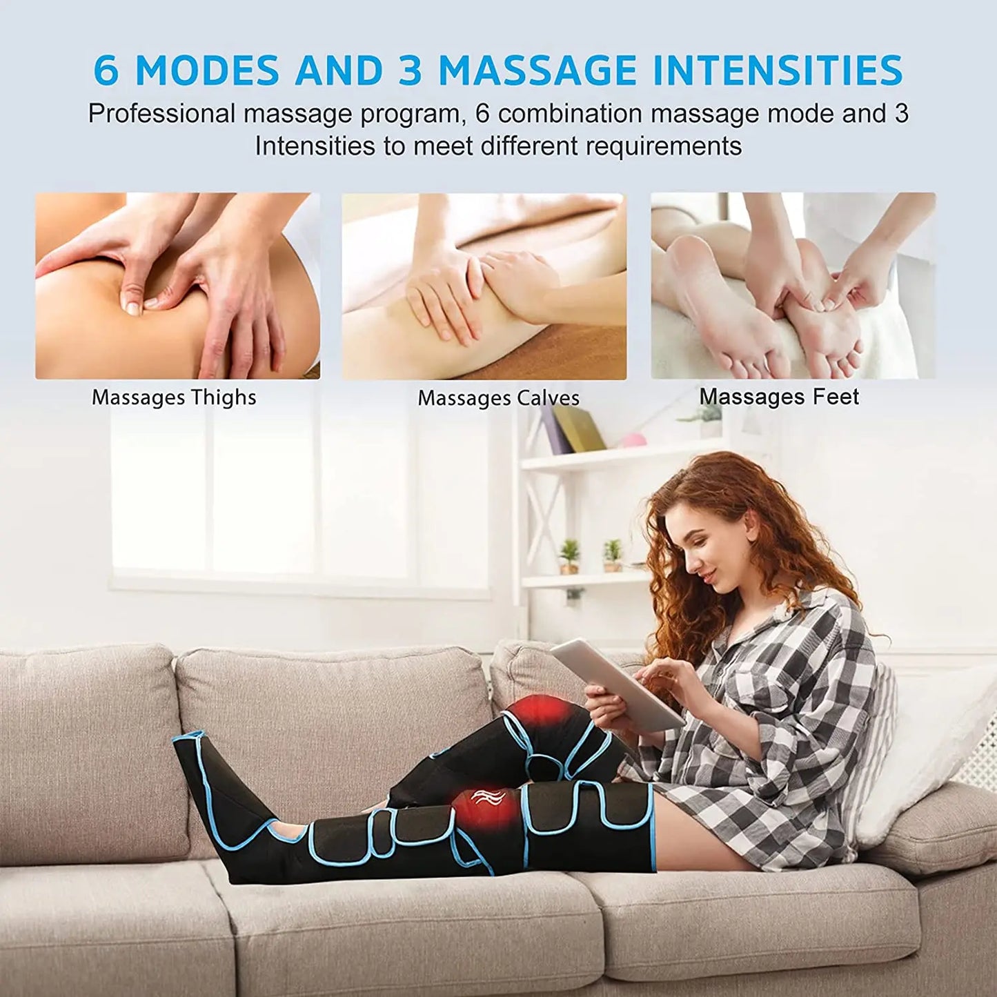 Revitalize and Relax: Electric Air Compression Leg Massager with Heated Air Wraps for Ultimate Pain Relief
