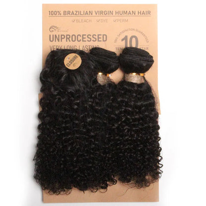Kinky Curly Human Hair Bundles with Closure – Short Indian Hair Bundles with Circular Closure