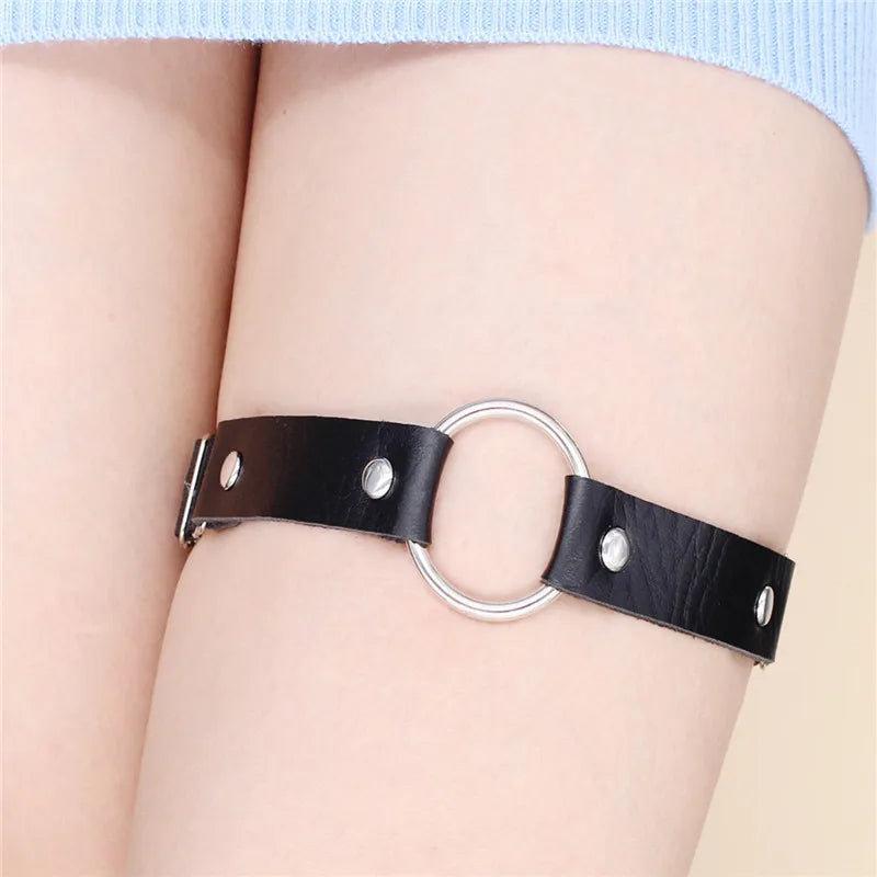 2022 Women's Sexy Elastic Harness Heart Leg Chain Garter Belt – Cosplay Spike Thigh Ring, High-Quality Elastic