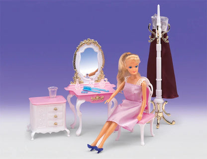 Princess Bathroom Furniture Set for Barbie Dollhouse – 30cm Accessories with Shower & Toilet