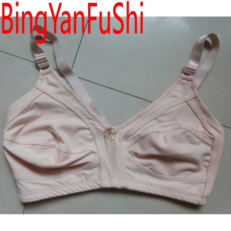Women's White Cotton Bra - Large Bust C-F Cup Push-Up Seamless Lace Comfort Bra