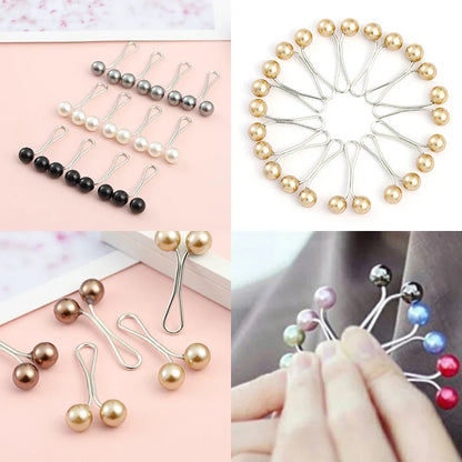 Stylish 12pcs Anti-Slip Hijab Clips: Pearl Brooch Pins for Lady Muslim Scarves - Secure Headscarf Shawls with Fashionable Jewelry Accessories