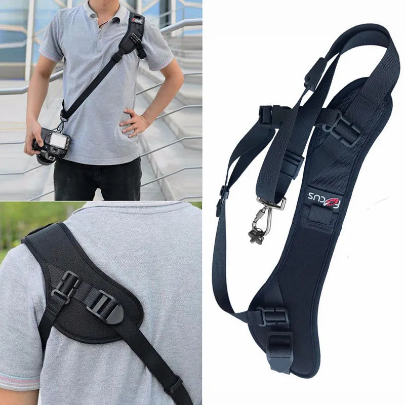 High-Quality Focus F-1 Shoulder Camera Strap – Quick Carry Soft Sling Neck Belt for DSLR Cameras, Black