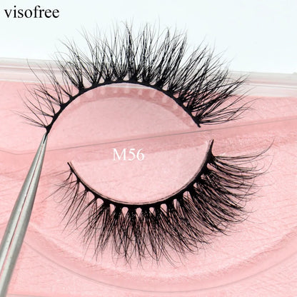 Visofree 3D Mink Eyelashes – Thick Handmade Full Strip Cruelty-Free False Lashes for Makeup M56