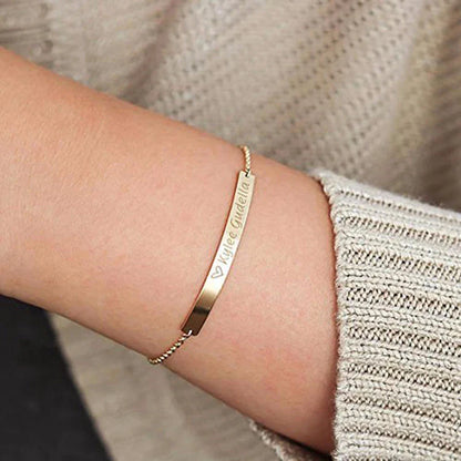 Elegant Personalized ID Bar Bracelet – 5mm Stainless Steel Link Chain for Women with Custom Name or Quote