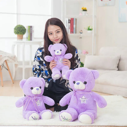 Cute Purple Bear Plush Toy - Soft Stuffed Animal Doll Gift for Kids, Classmates & Graduation