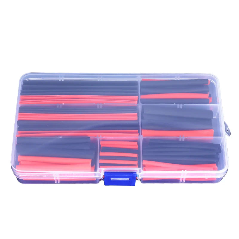 150pcs Heat Shrink Tube Kit – 2:1 Polyolefin Insulation Sleeving for Wire & Cable, Red/Black with Storage Box