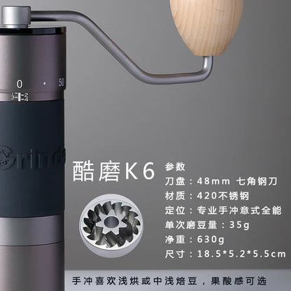 KINGrinder K4/K6 Manual Coffee Grinder — Portable 420 Stainless Steel Mill with 48mm Titanium-Plated Burr