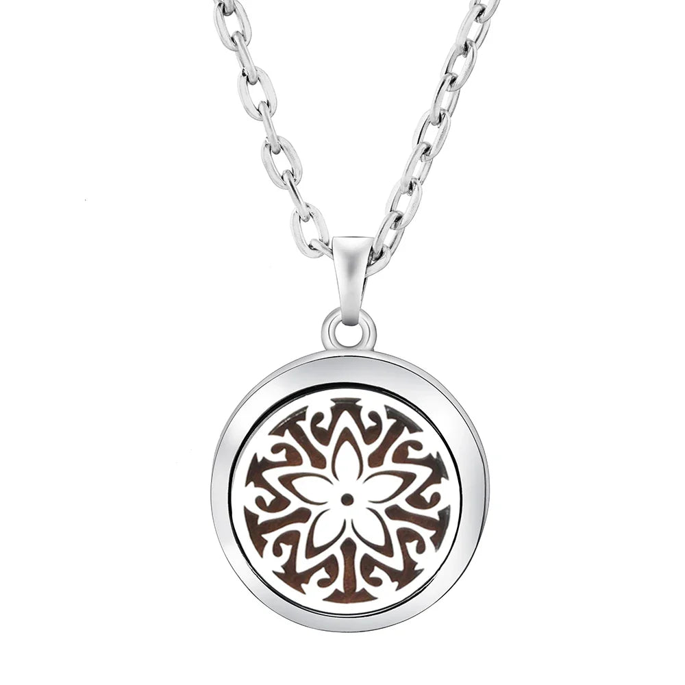 Stainless Steel Tree of Life Aromatherapy Necklace – Essential Oil Diffuser Pendant for Women