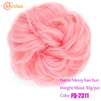 MEIFAN Synthetic Chignon Hair Bun – Elastic Rubber Band Clip-In Updo Ponytail Hair Extension for Women