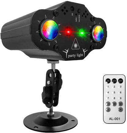 Voice-Controlled Stage DJ Laser Projector - Red Green Blue Strobe Lights for Disco Party, Club, Family Holiday, Christmas