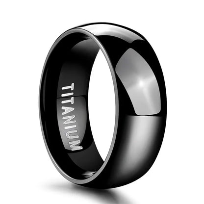 TIGRADE Titanium Wedding Band Rings - 2/4/6/8mm Polished Classic Engagement Rings for Men & Women in Black & Silver