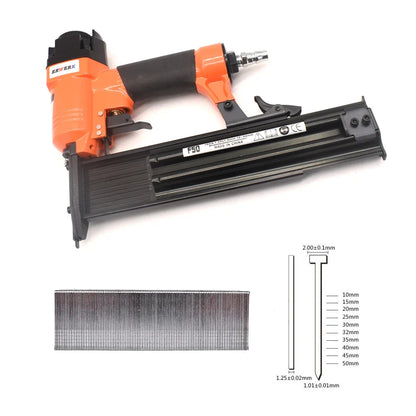 F50 Pneumatic Nail Gun Set — 18Ga Air Brad Nailer for Woodworking, 3/4" to 2" Nails