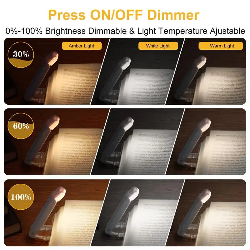 LED USB Rechargeable Book Light - Portable Clip Desk Light for Reading, Eye Protection Night Lamp, Bookmark Read Light