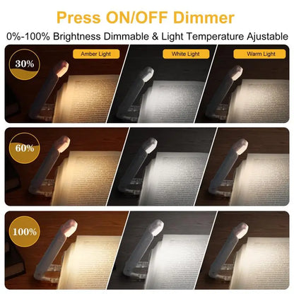 LED USB Rechargeable Book Light - Portable Clip Desk Light for Reading, Eye Protection Night Lamp, Bookmark Read Light