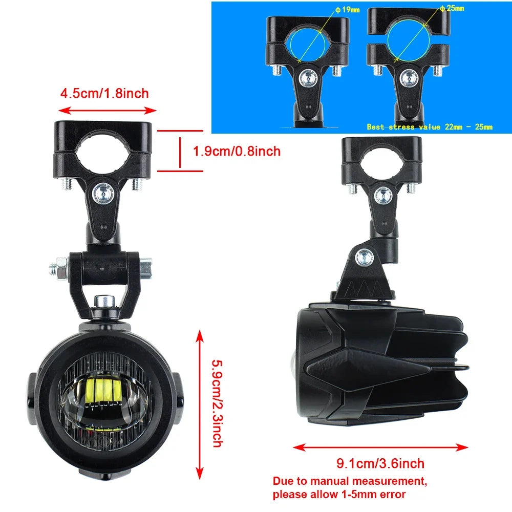 40W Motorcycle Auxiliary Fog Lights - Upgrade 6000K Bright LED Driving Lamps for BMW R1200GS F800GS F700GS F650 K1600