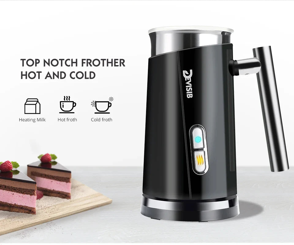 DEVISIB 3-in-1 Electric Milk Frother — 300ml Automatic Hot & Cold Foam Maker for Coffee, Latte, Cappuccino, Macchiato & Hot Chocolate
