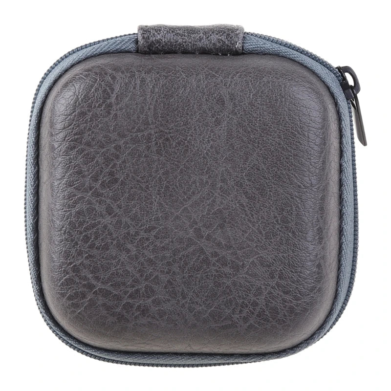 Leather USB Data Cable & Earphone Storage Bag – Mini Portable Zipper Headphone Case and Earbuds Pouch