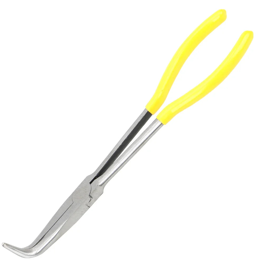 DIY Extra Long Nose Pliers – Straight & Bent Tip Mechanic Hand Tool for Car Maintenance, Spanner & Clip Removal Kit
