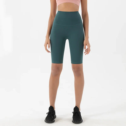 SOISOU Women’s High Waist Nylon Sports Shorts – Breathable No-Show Seamless Yoga, Gym & Cycling Fitness Shorts (24 Colors)
