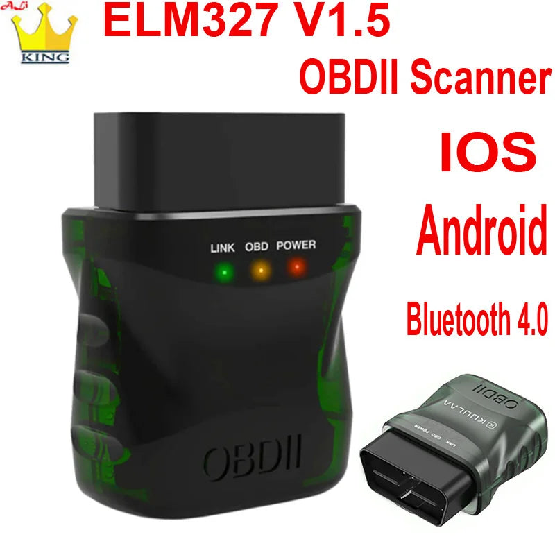 ELM327 Bluetooth 4.0 Car Engine Fault Code Reader – OBD II Scanner for iOS/Android/PC, V1.5 EOBD Diagnostic Tool
