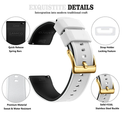 Premium Silicone Watch Band – Quick Release Rubber Strap, 18mm 20mm 22mm Replacement Watchband