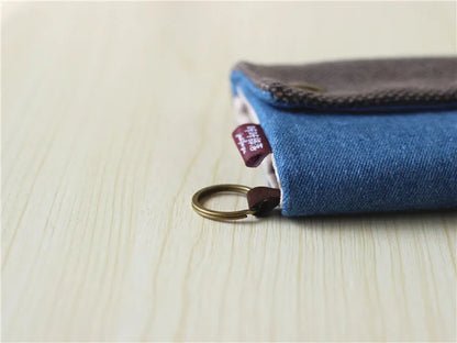 Handmade Three-Fold Fabric Wallet — Short Zipper Purse for Women & Men, Multi-Function Card & Key Holder for Teens