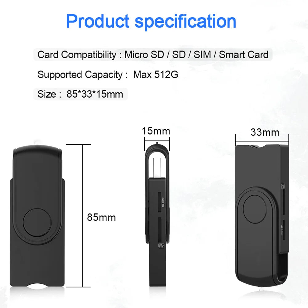 UTHAI X02 USB SIM Smart Card Reader – Bank Card IC/ID EMV SD TF MMC USB-CCID ISO 7816 Compatible with Windows & Linux