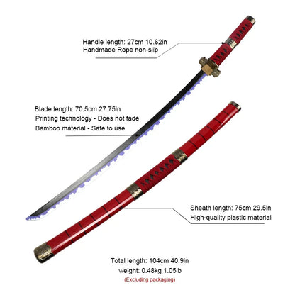 3-Piece Roronoa Zoro Katana Set – 104cm Handmade Anime Cosplay Swords (Shusui, Enma, Kitetsu) with Free Holder & Belt