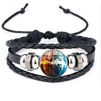Anime Sharingan Eye Leather Bracelet – Vintage Goth Fashion Bangle for Men Fans Jewelry Gift
