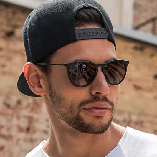 Designer Round Cat Eye Sunglasses for Men — Retro Vintage Mirror Shades, Fashion Driving Sun Glasses
