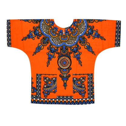 African Dashiki Cotton T-Shirt - Traditional Printed Unisex Fashion Top with Vibrant Ethnic Style Design