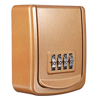 Mini Key Lock Box – Wall Mounted Alloy Safe Organizer with 4-Digit Combination for Indoor & Outdoor Security Storage