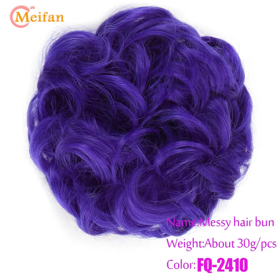 MEIFAN Synthetic Chignon Hair Bun – Elastic Rubber Band Clip-In Updo Ponytail Hair Extension for Women