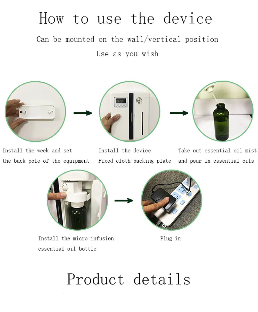 160ML Wall-Mounted Aroma Diffuser - Scent Machine with Fan for Hotel Lobby & Large Area Fragrance