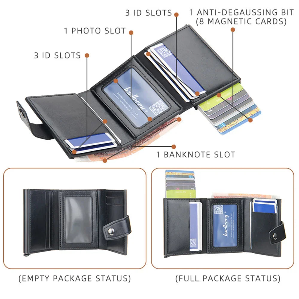 2023 RFID Men's Slim Mini Wallet - PU Leather, Hasp Closure, High Quality Short Card Wallet