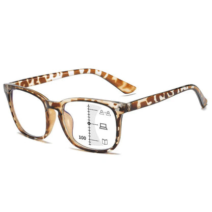 CRIXALIS Square Multifocal Progressive Reading Glasses Anti-Glare UV400 Fashion Computer Eyewear for Men & Women with Diopter Support