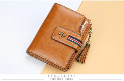 Fashion Small Leather Wallet for Women — Stylish Zipper & Hasp Card Holder, High-Quality Short Credit Card Purse